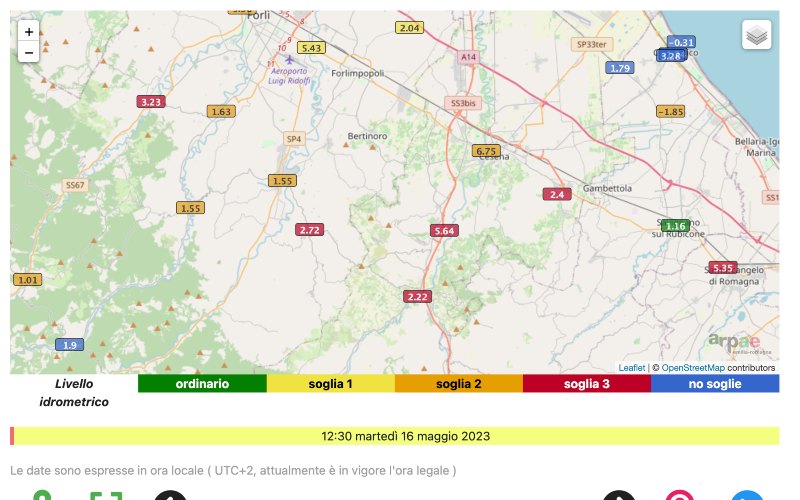 alluvione in romagna livello idrometrico savio 16 maggio 2023