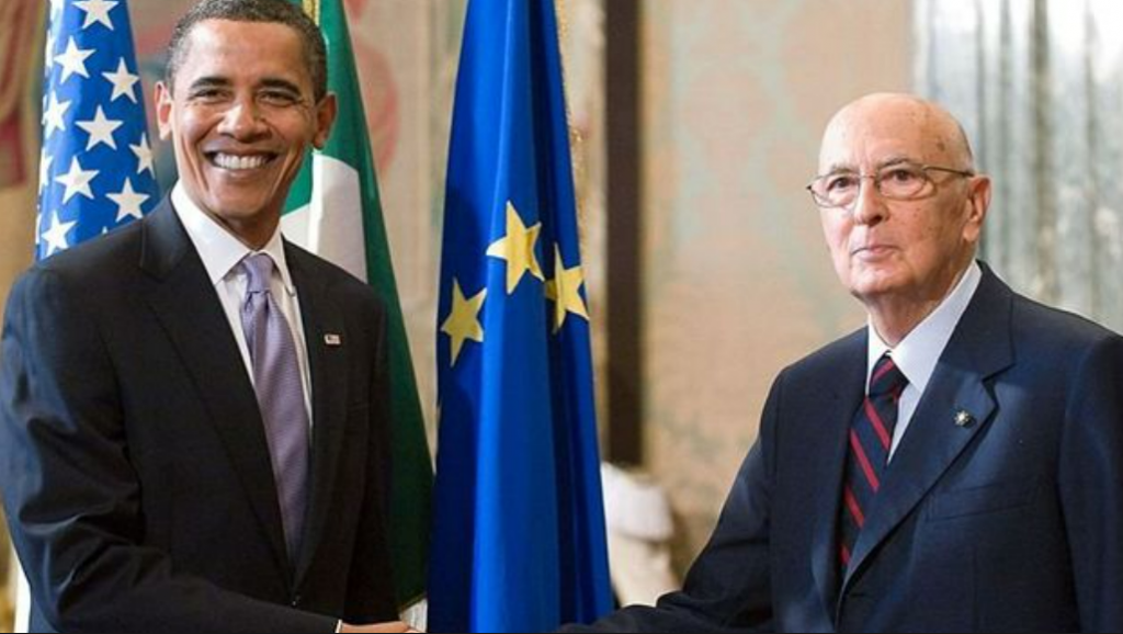 Il Presidente Napolitano accoglie il Presidente degli Stati Uniti Barack Obama in visita a Roma, 2006