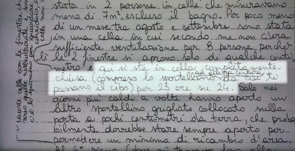 Uno stralcio del memoriale di Ilaria Salis